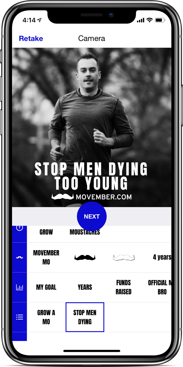 Movember mobile app preview